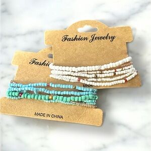 Fashion Jewelry White and Blue Beaded Bracelet